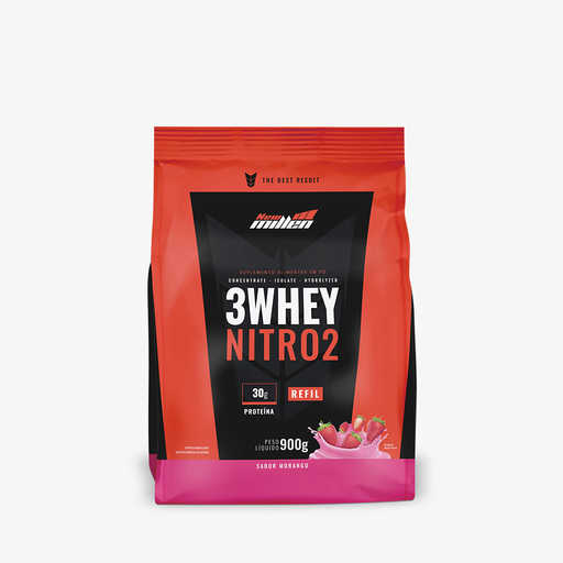 3 WHEY NITRO 2 MORANGO REFIL 900G