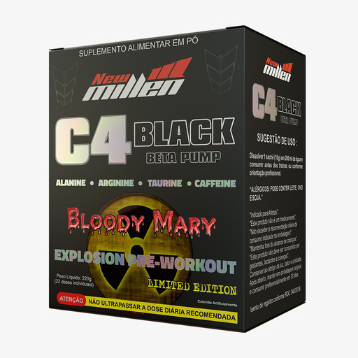 C4 BLACK PRÉ WORKOUT EXPLOSION - BLOODY MARY CAIXA 220G C/ 22 SACHÊS